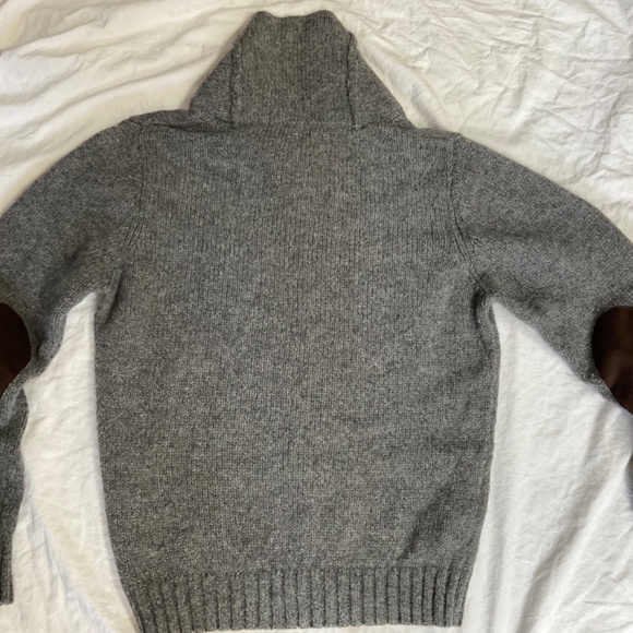 Men’s Medium Cowl Neck 100% Shetland Wool Sweater in Heather Grey by L.L.Bean - Picture 2 of 9